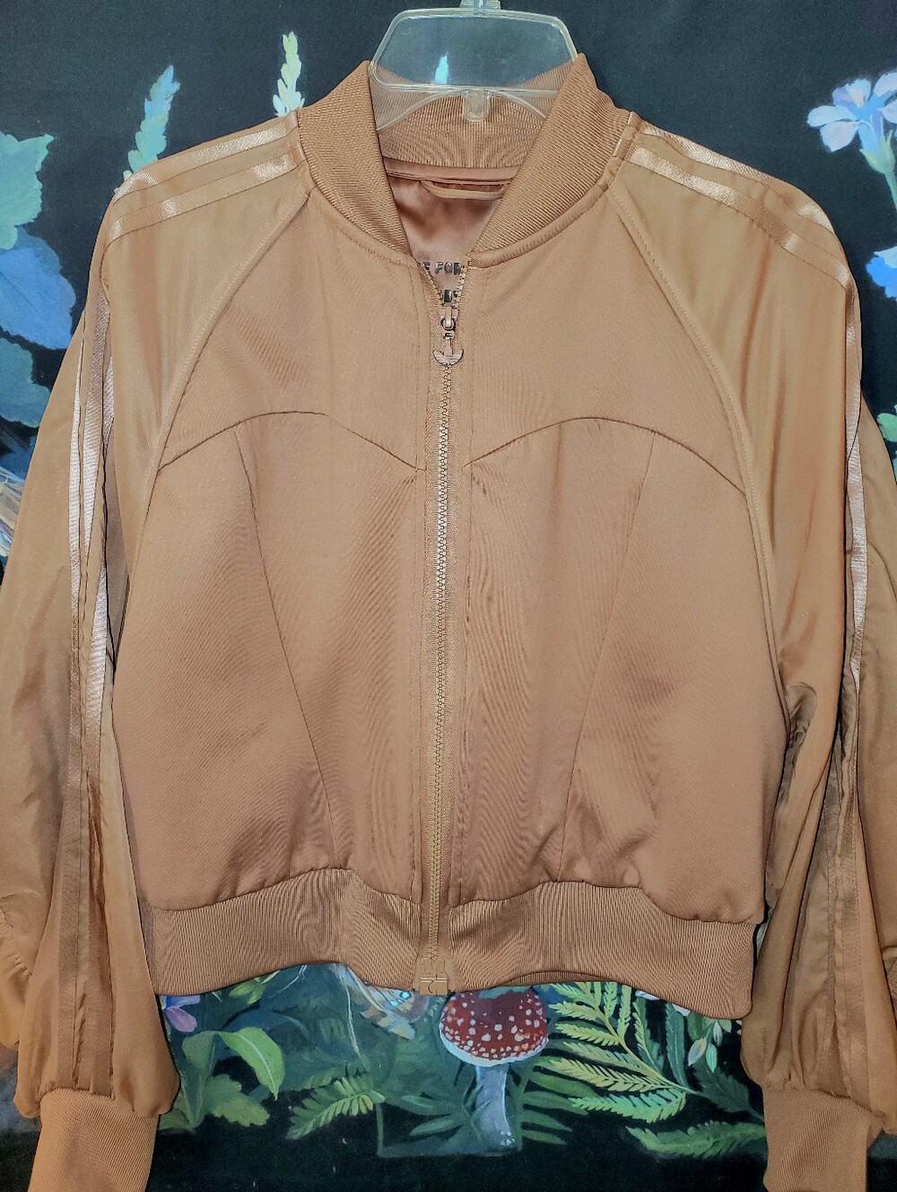 Adidas Originals Women's Dusty Rose Zip-Front Track Jacket Statement Sleeves